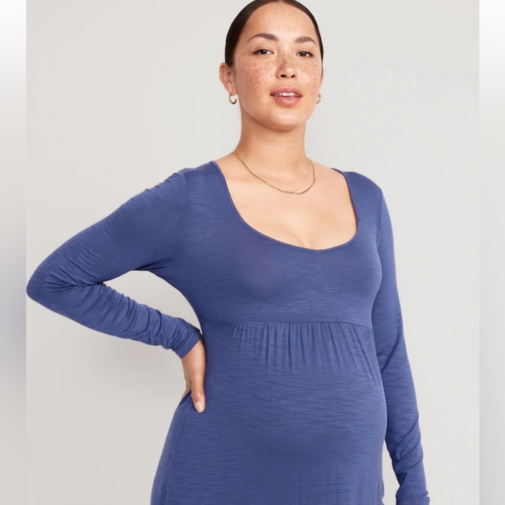 Old Navy Maternity Long-Sleeve Slub-Knit Peplum Top Size Medium